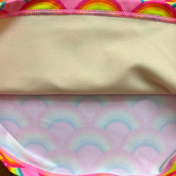 Land’s End Girls Size 5 Strappy Back Tankini Swimsuit Swim Top Neon Rainbows - Picture 3 of 6
